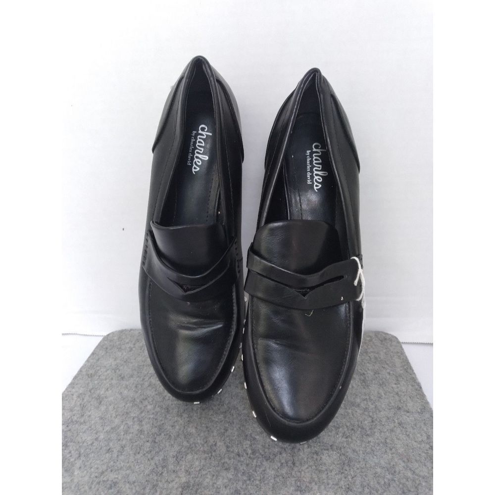 Charles Black Leather Studded Loafers Classic Penny Casual Comfort Shoes